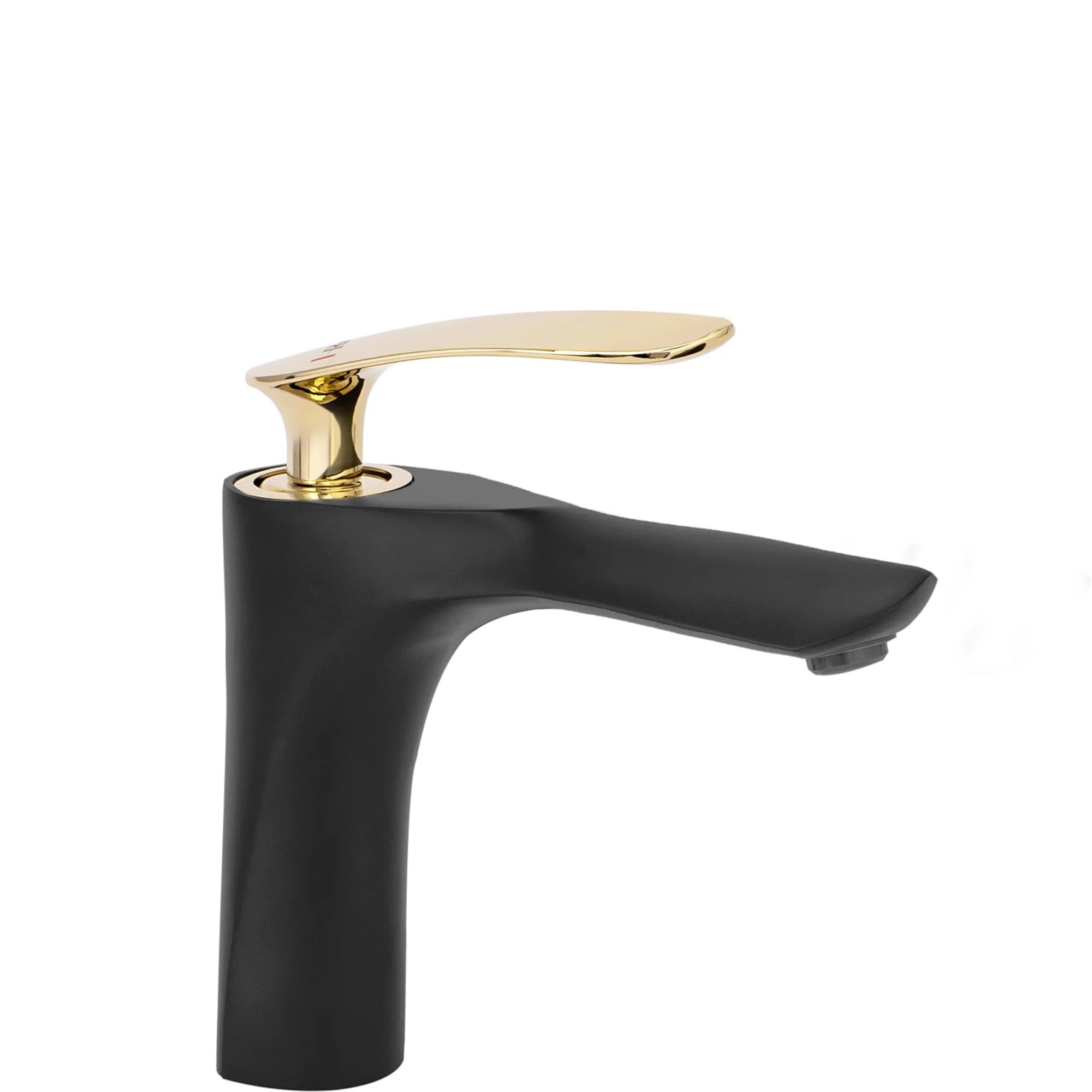 REA håndvaskarmatur ORBIT Lav, Sort/Guld, 16x4,5x17cm