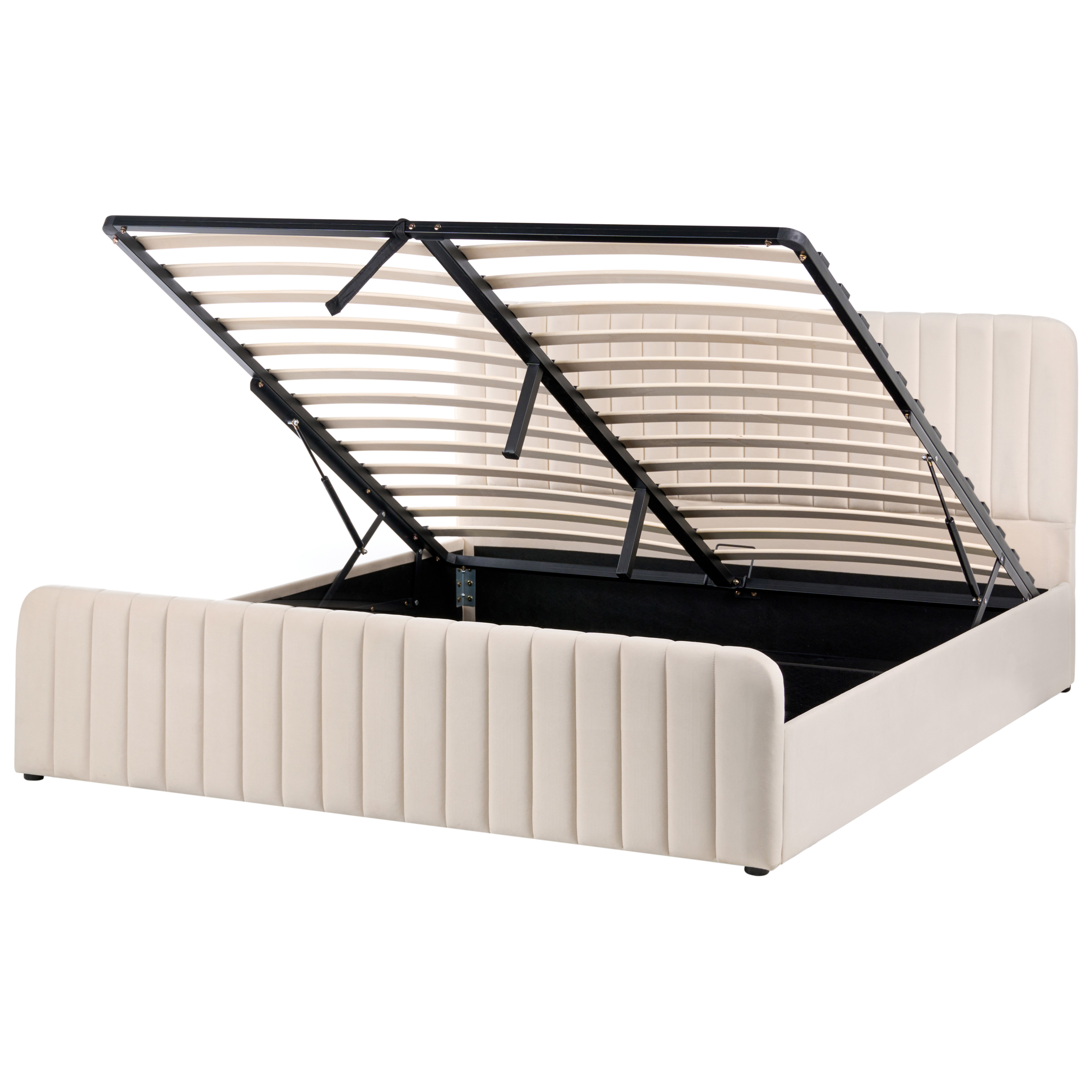 Seng med opbevaring LUNAN Velour Beige 180 x 200 cm