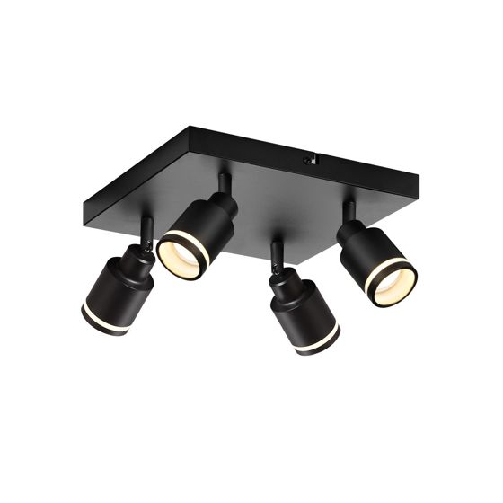 NETTLIFE Sorte loftspotlights 4 flammer GU10 justerbar metal til indendørs brug justerbar 355° uden pære