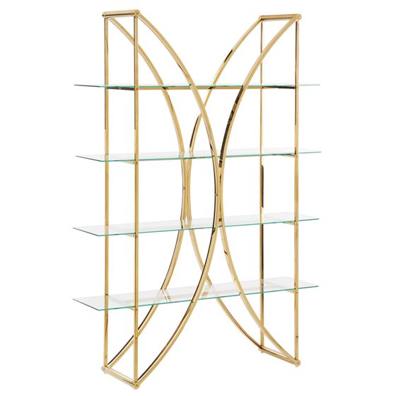 Opbevaringsskab med 4 hylder HOLLOW 175 cm Metal Guld