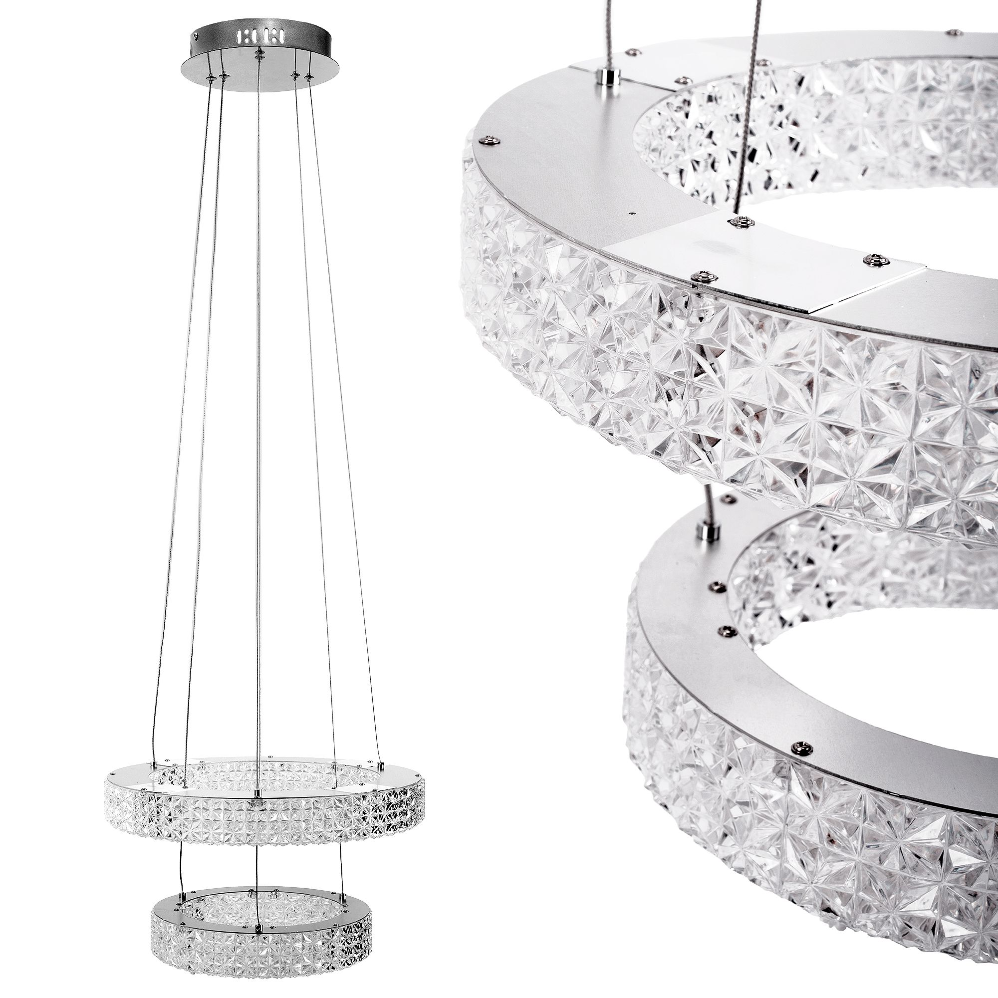 TOOLIGHT hængende loftlampe MS006-CP LED Krom 40,5x40,5x120cm