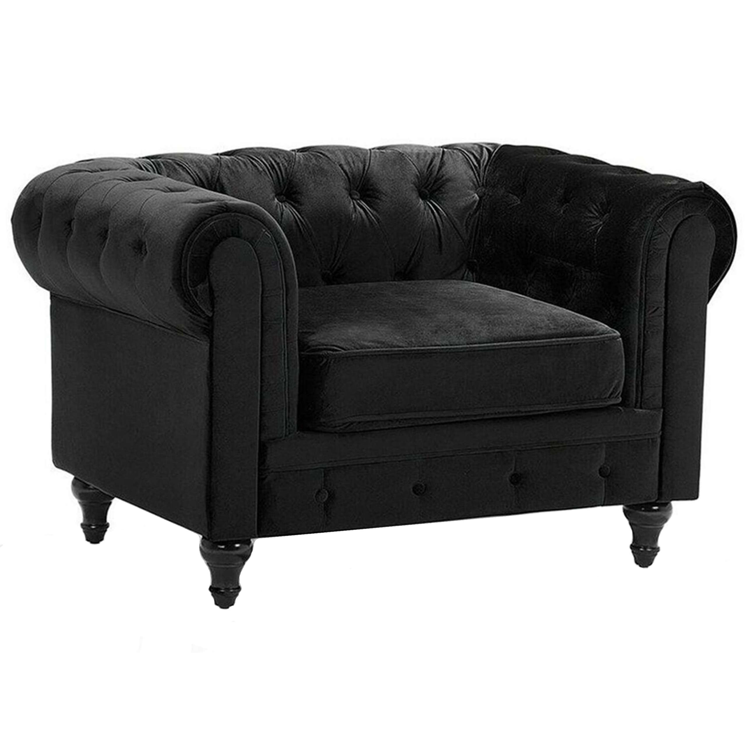 Lænestol CHESTERFIELD Velour Sort