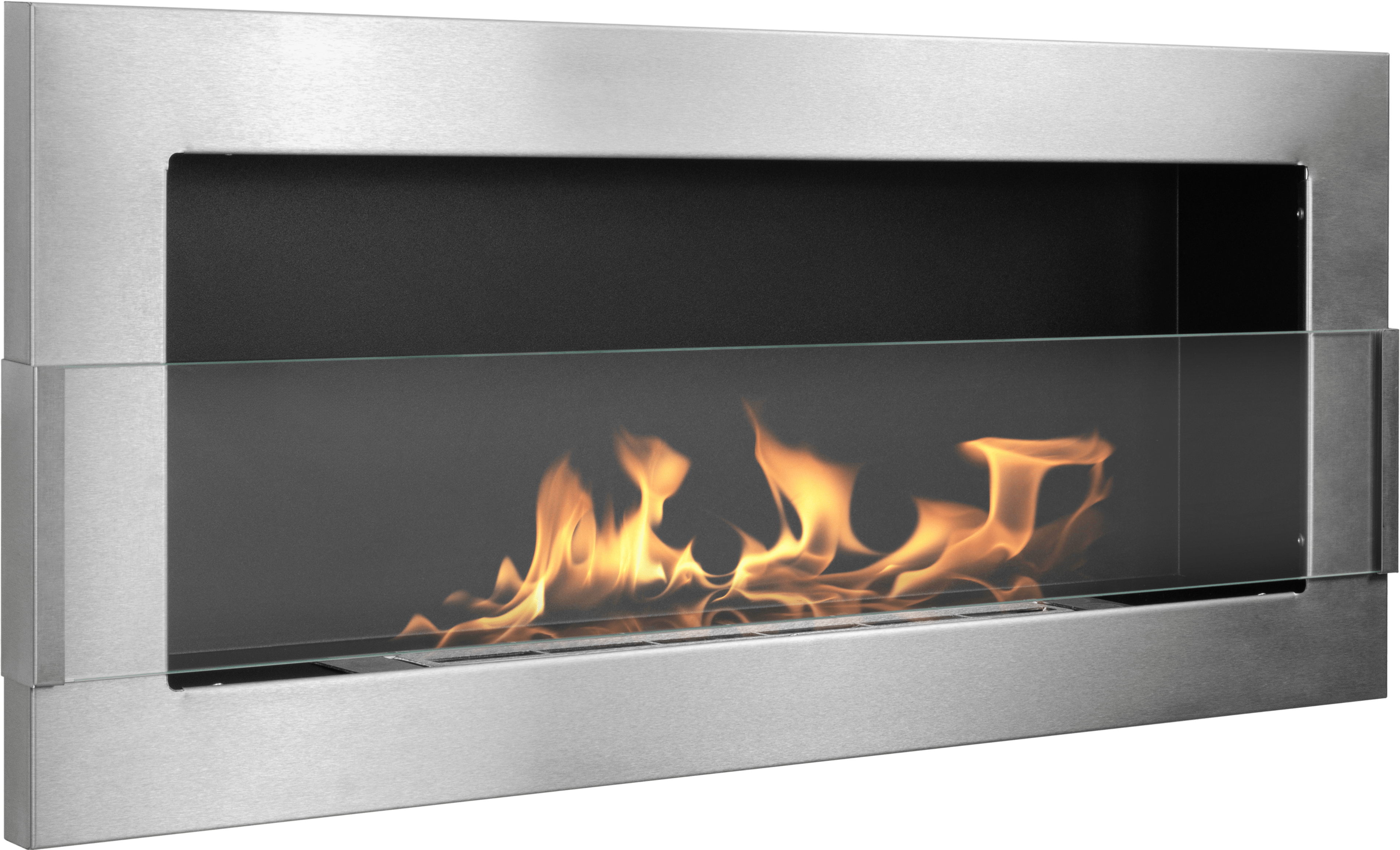 bioethanolpejs vægmonteret 900 × 400 med sikkerhedsglas – rustfrit stål (Inox)