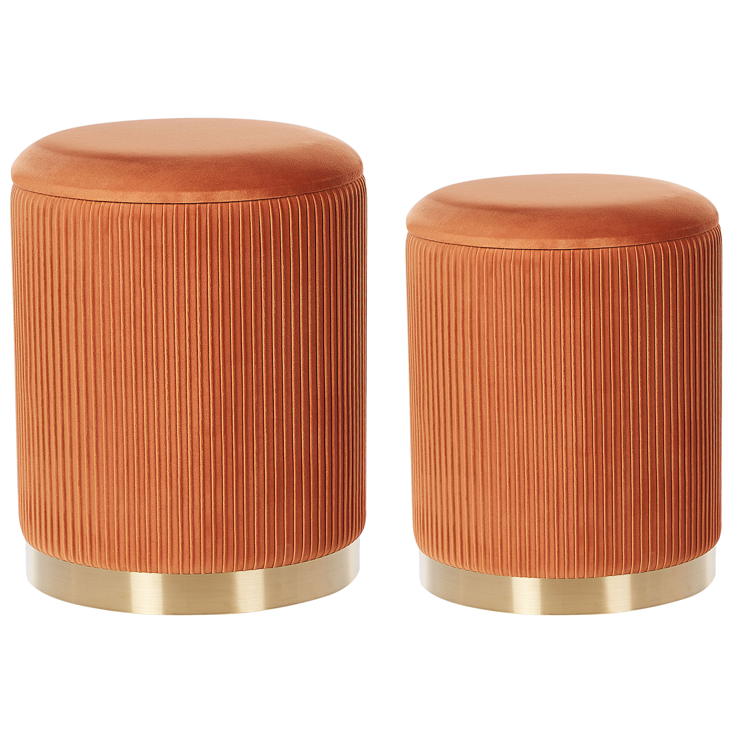 Sæt af 2 opbevaringspuffer MIRAMAR Velour Orange