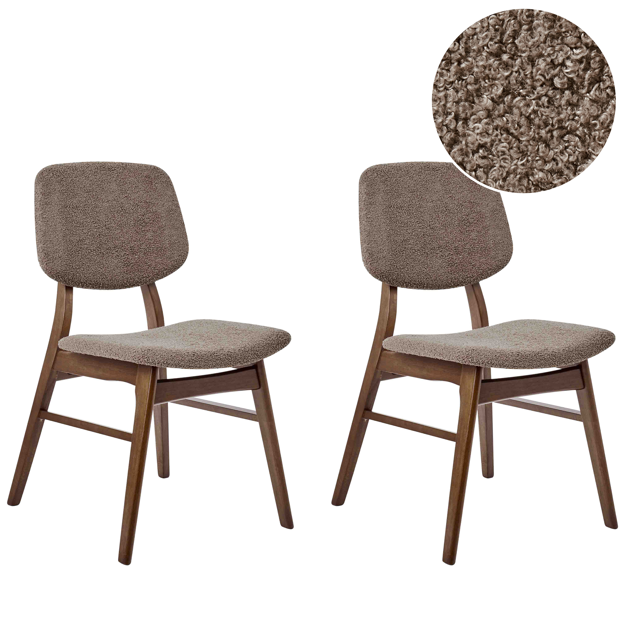 Sæt med 2 spisebordsstole ELAINE Boucle Mørkebrun/taupe