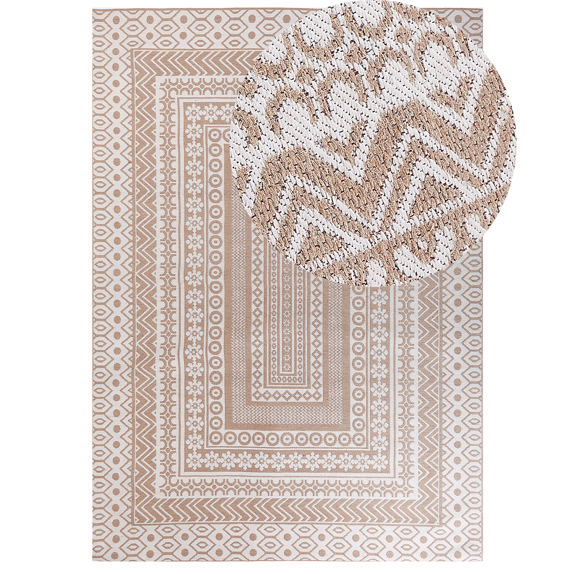 Gulvtæppe BAGLAR Hvid 160 x 230 cm Jute