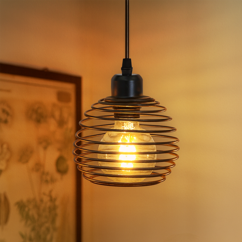 NETTLIFE Vintage pendellampe, 1 pære: Sort pendellampe i industriel stil, med 4,5 m ledning, fatning og afbryder, E27-fatning