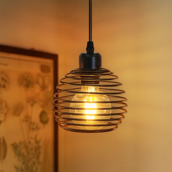 NETTLIFE Vintage pendellampe, 1 pære: Sort pendellampe i industriel stil, med 4,5 m ledning, fatning og afbryder, E27-fatning
