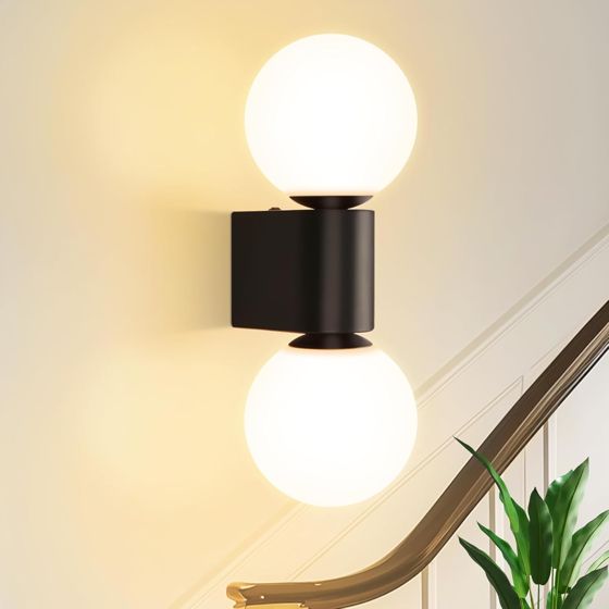 NETTLIFE Moderne indendørs væglampe, hvid, sort, glas, 2 lamper, maks. 25 W, G9 (uden lampe)