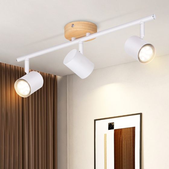 NETTLIFE LED - loftslampe med 3 flammer - hvid loftslampe GU10 drejespot i træ uden lampe
