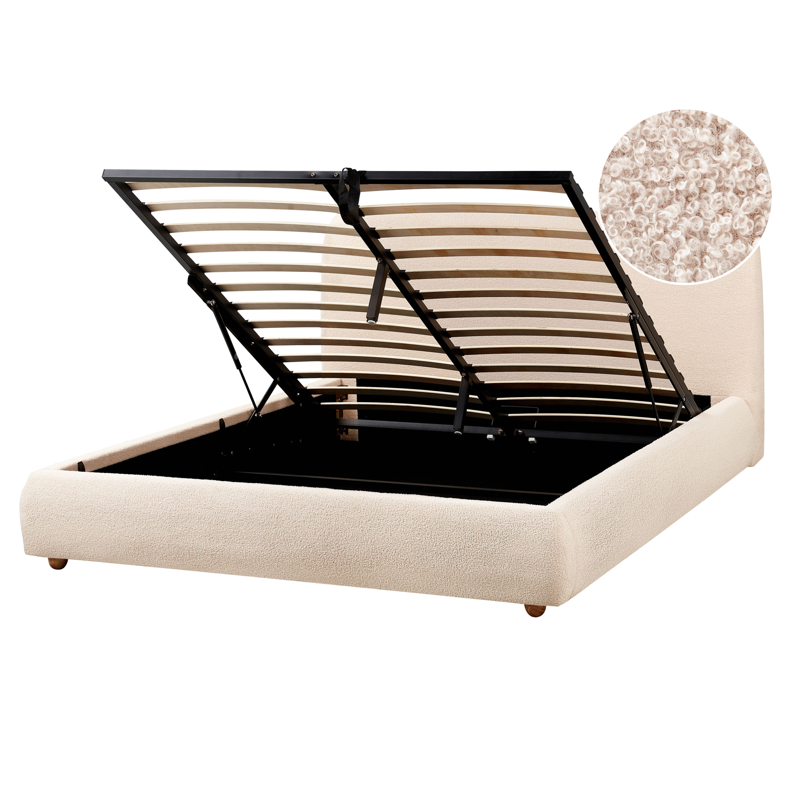Seng med opbevaring BLAGNAC Boucle Lys Beige 160 x 200 cm