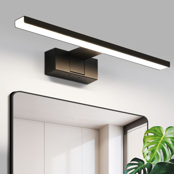 NETTLIFE LED væglampe til badeværelset, spejllampe, IP44, 4000K hvidt lys, 8W, 40x5,1x12,8 cm, sort