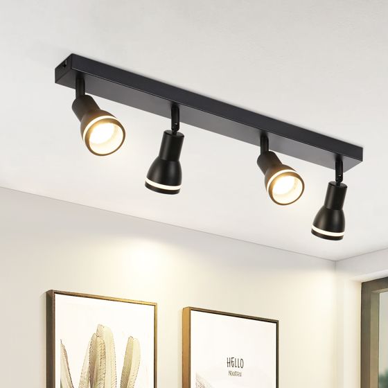 NETTLIFE Loftlampe med 4 Spots Sort: Metalloftlampe med GU10, indendørs drejelig spot uden pærer