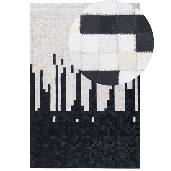 Gulvtæppe BOLU Sort 160 x 230 cm Ægte læder