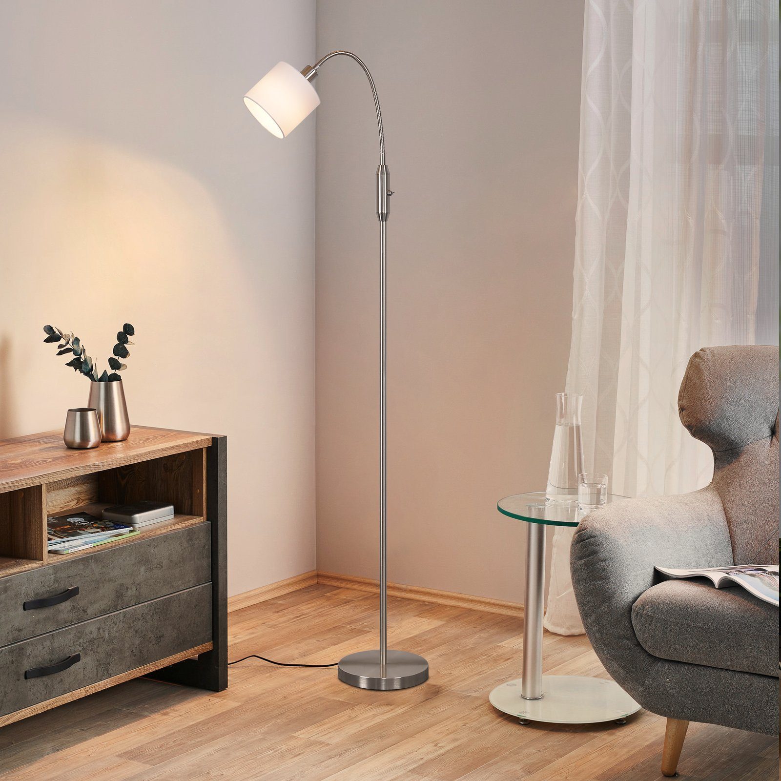 NETTLIFE - gulvlampe, 1 flamme, læselampe til stue - E14, vintage - stil, 360° roterende skærm, boheme