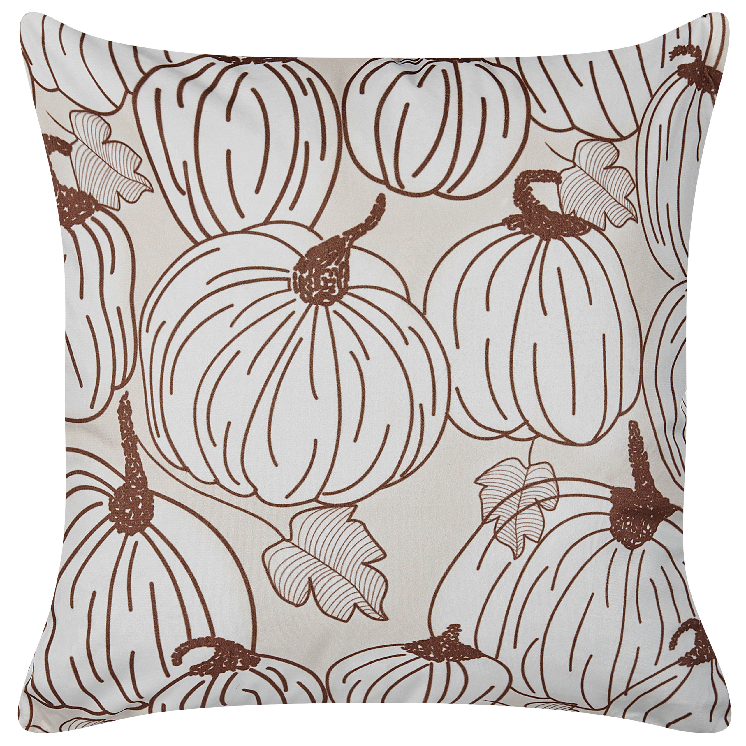 Pyntepude GOURD 45 x 45 cm Velour Beige Plante mønster