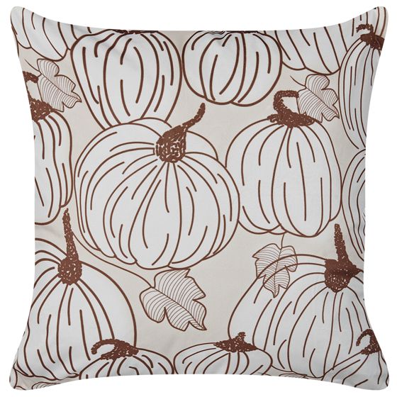 Pyntepude GOURD 45 x 45 cm Velour Beige Plante mønster