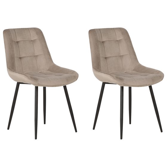 Sæt med 2 spisebordsstole MELROSE Velour Brungrå