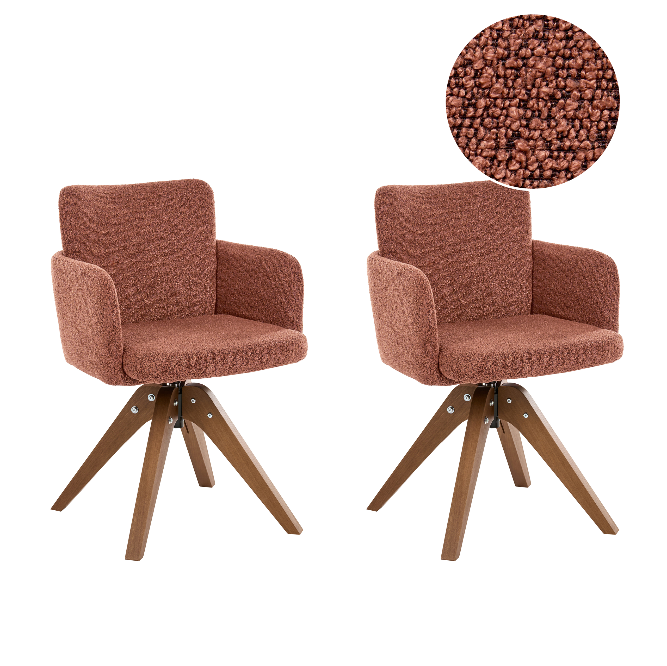 Sæt med 2 spisebordsstole EVELYN Boucle Orange