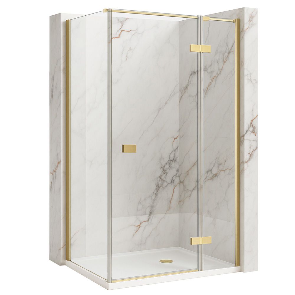 REA brusekabine Atlas 100x100 Højre Børstet guld, 100x100x200cm