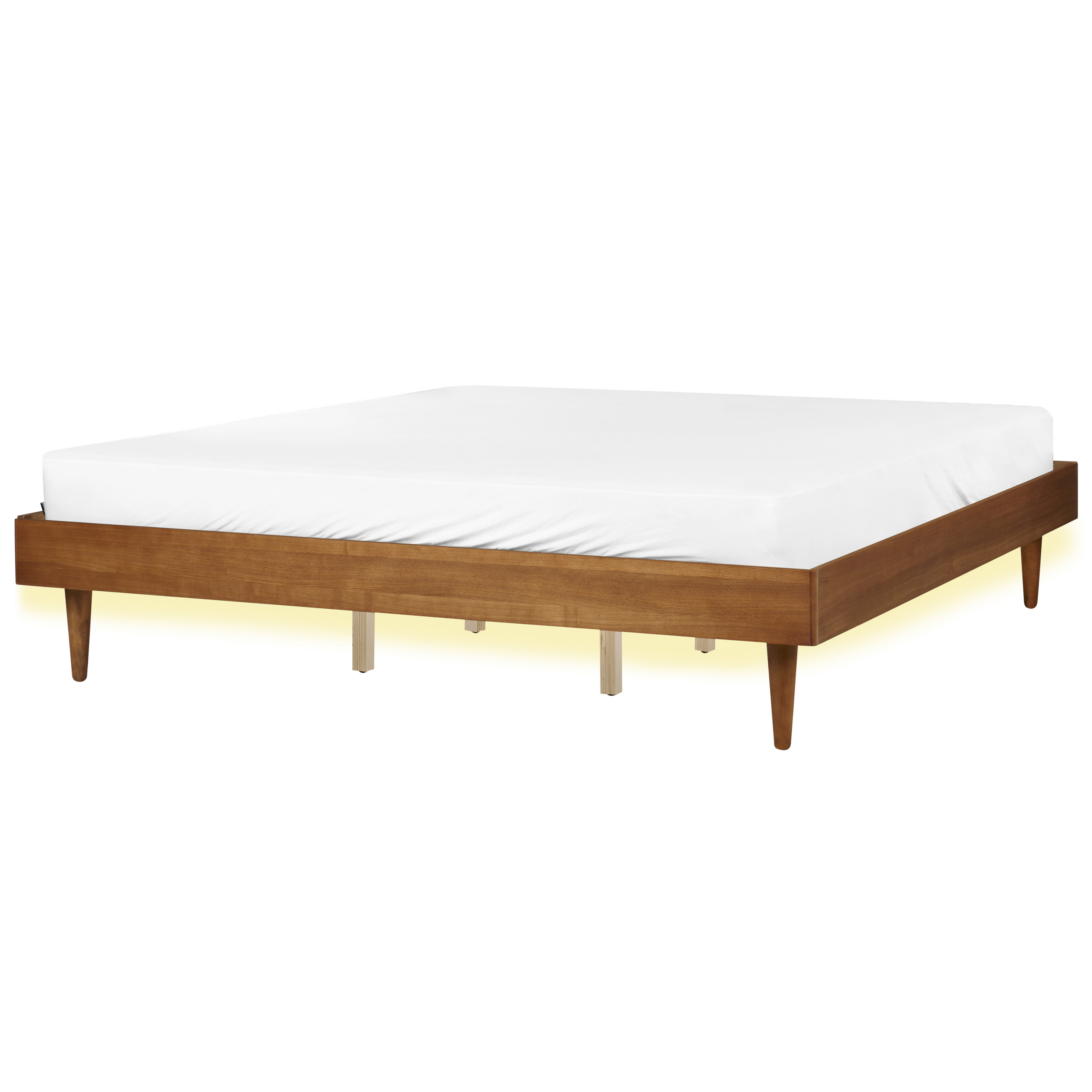 Seng med LED TOUCY 180 x 200 cm Brun ask