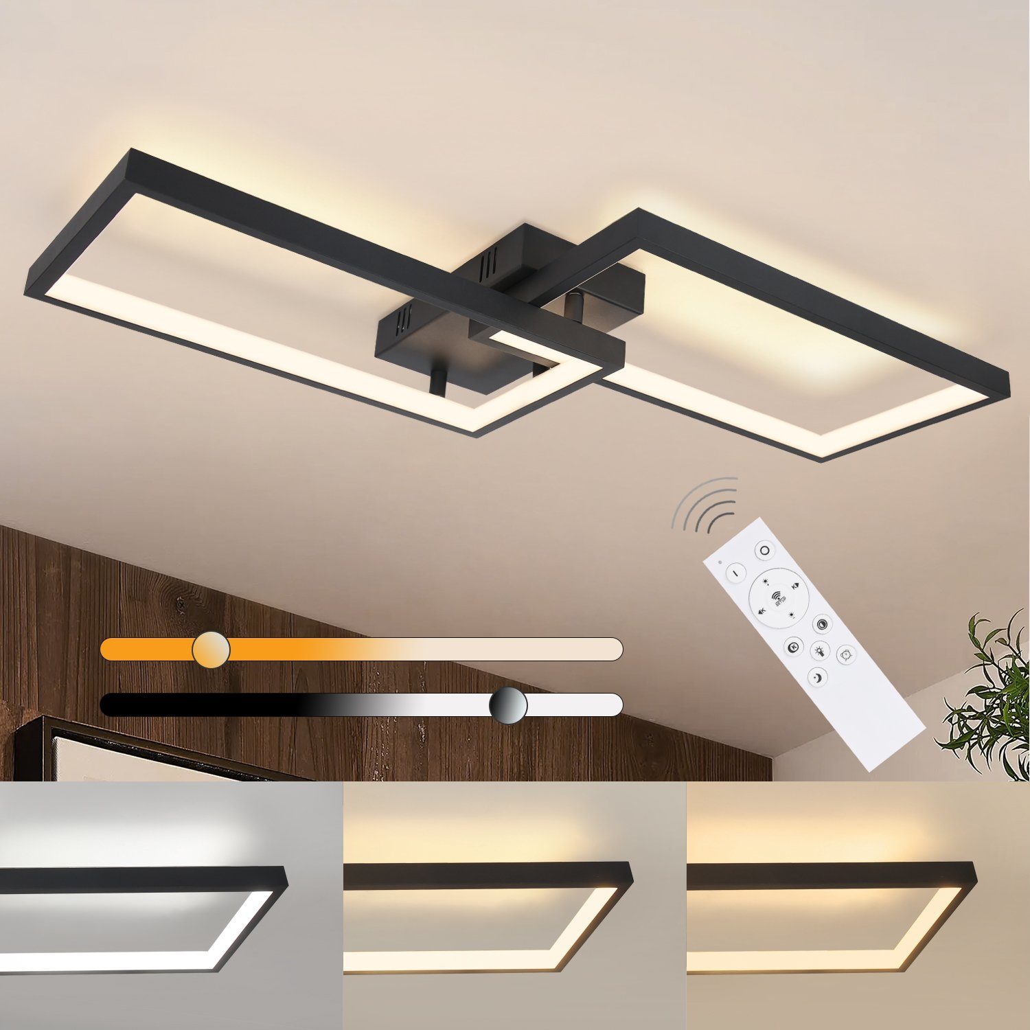 NETTLIFE dæmpbar, LED loftlampe med fjernbetjening, 40W, metal, moderne, soveværelse, lampe til køkken