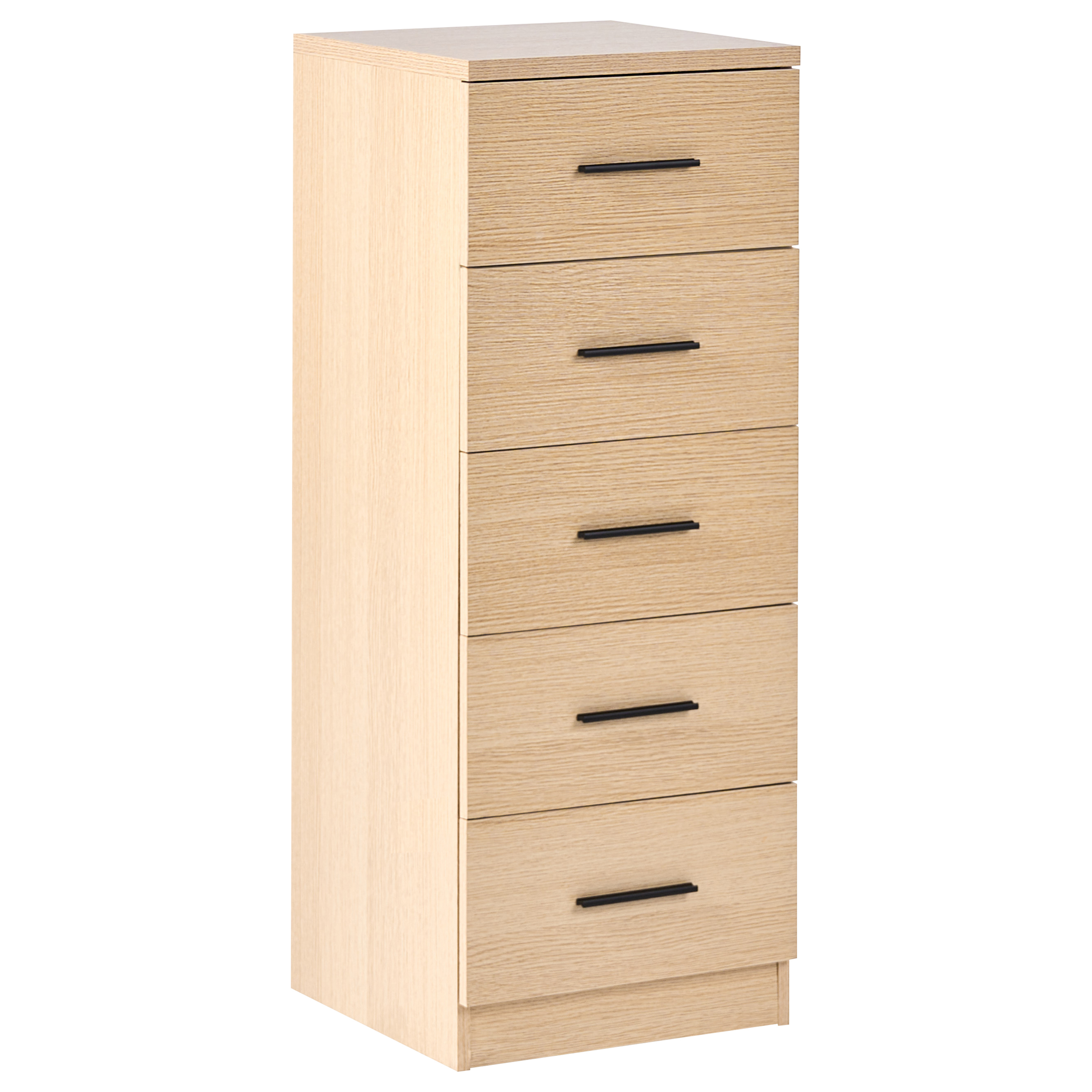 5 skuffers commode KITIMAT Lysebrun