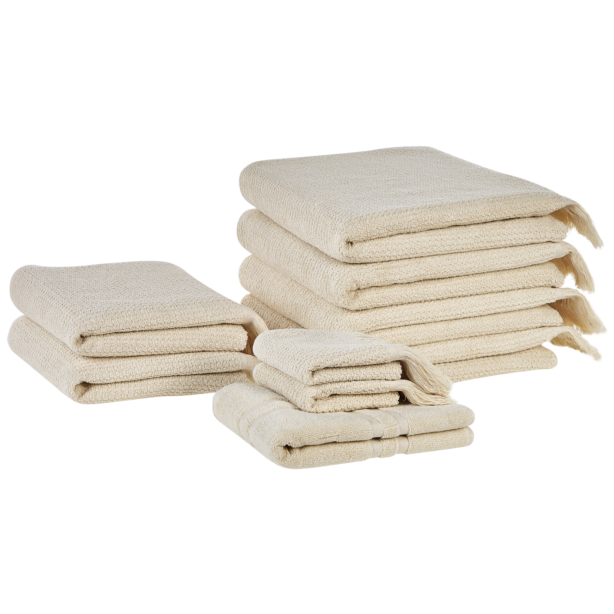 Sæt af 9 håndklæder ATIU Bomuldsfrotté Beige