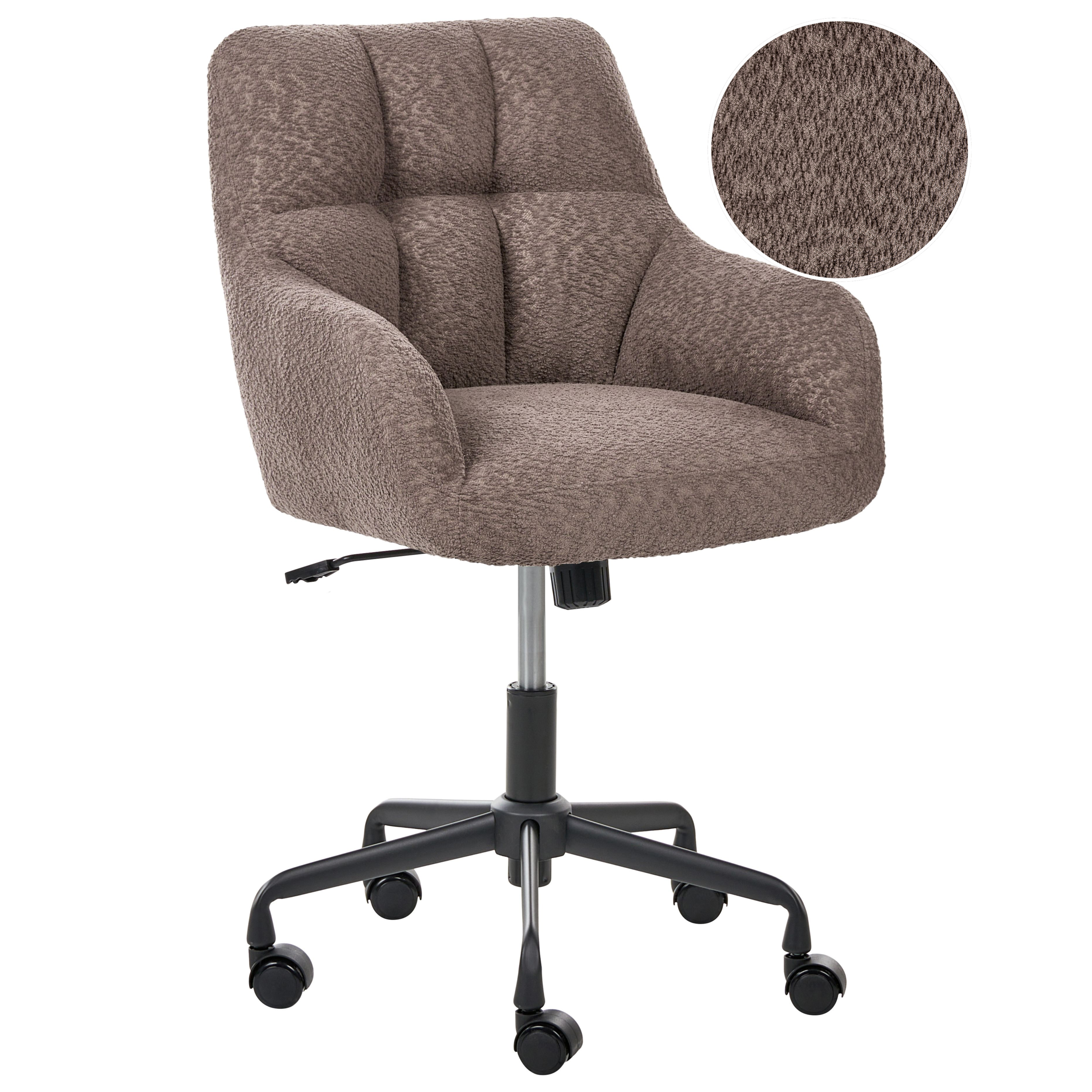 Skrivebordsstol PALMDALE Boucle Mørkebrun