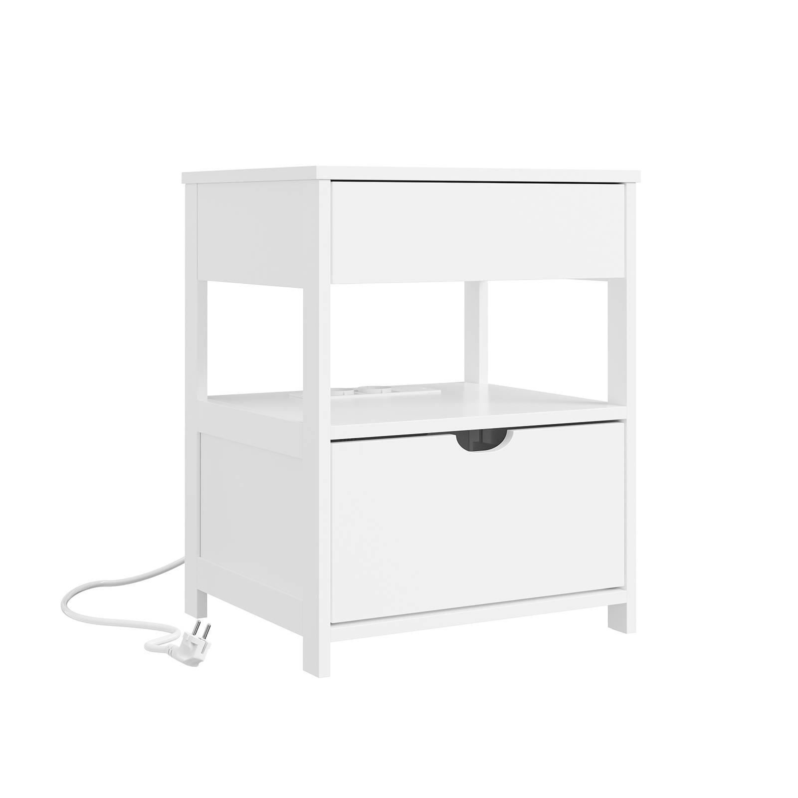 Nattbord med trådløs opladning Hvid 45x38x55.5 cm FRG258-II-E-W