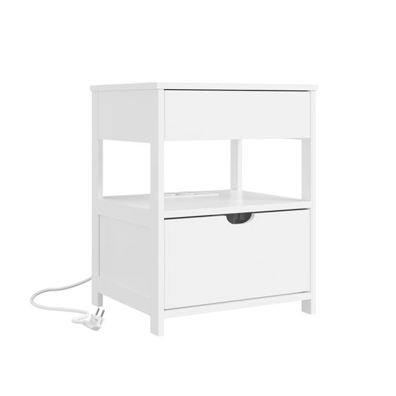 Nattbord med trådløs opladning Hvid 45x38x55.5 cm FRG258-II-E-W