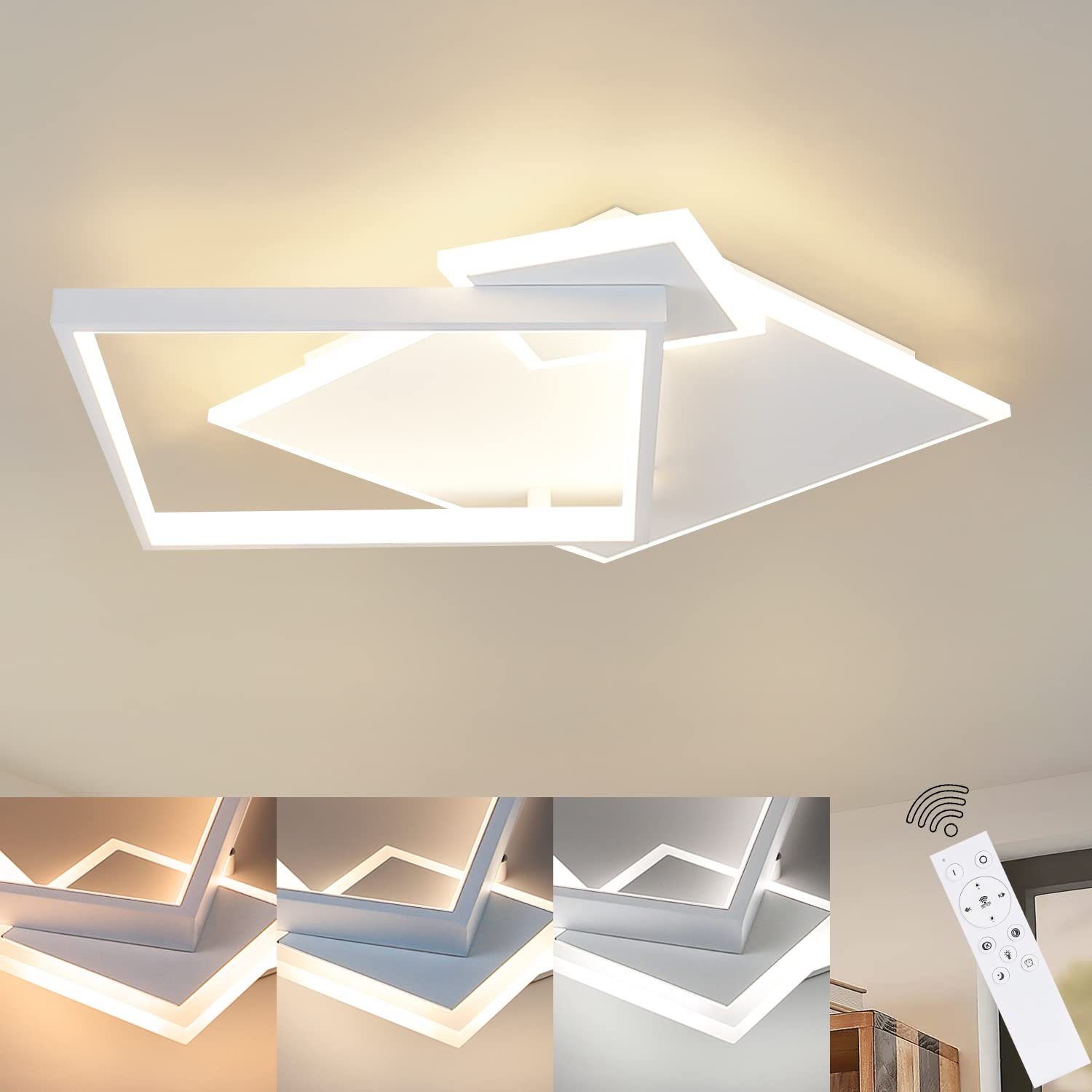 NETTLIFE LED - loftlampe, til stue, dæmpbar, lampe, 50W, moderne, design Fjernbetjening, metal, spisestue Køkken, soveværelse