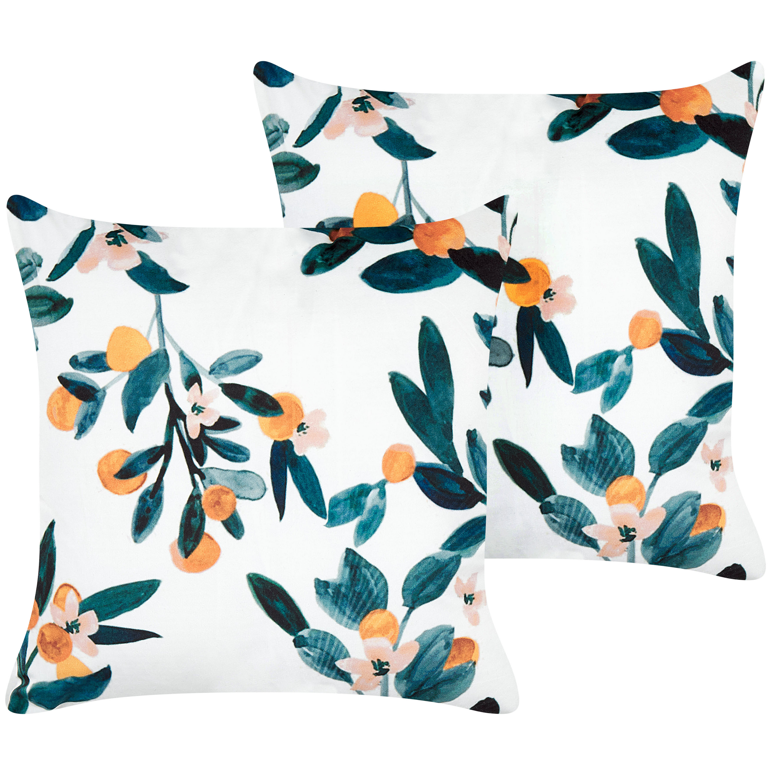 Sæt af 2 pyntepuder KNAUTIA 45 x 45 cm Velour Multifarvet Plante mønster