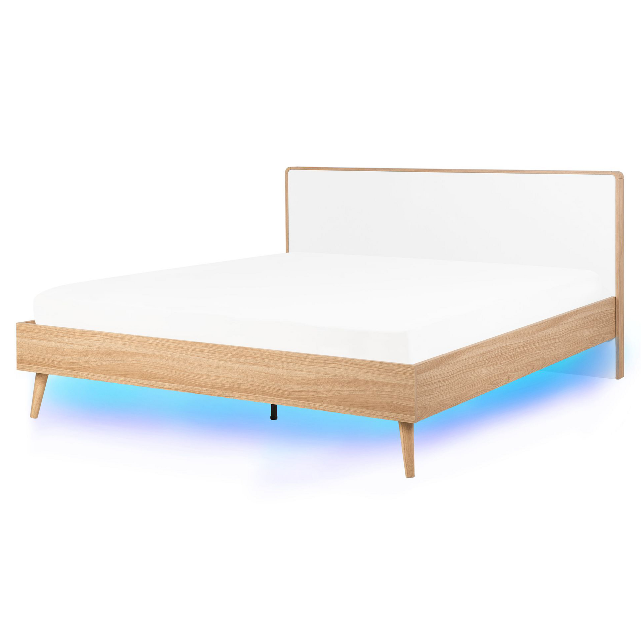 Seng med LED SERRIS 160 x 200 cm Lysebrun