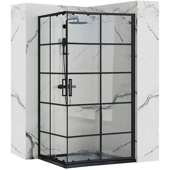REA brusekabine CONCEPT 80x100 Sort, 80x100x190cm