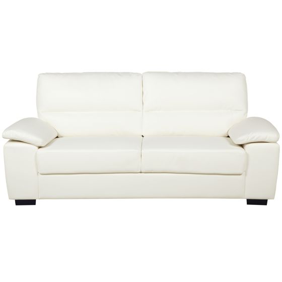 Sofa 3 personers VOGAR Kunstlæder Cremehvid