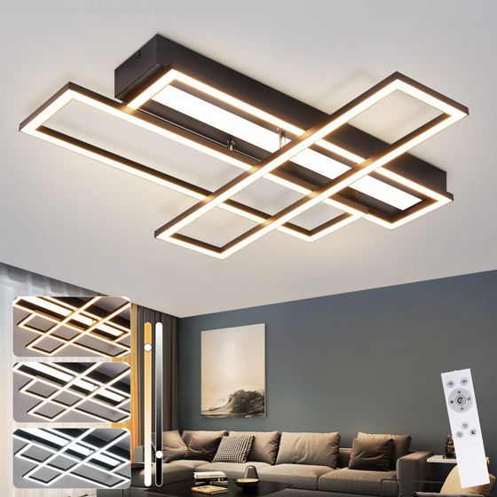 NETTLIFE LED - loftlampe til stuen, sort, rektangulær, dæmpbar, moderne design