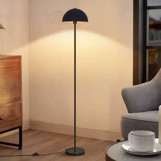 NETTLIFE Gulvlampe, 170 cm metalramme, sortguld, uden pære