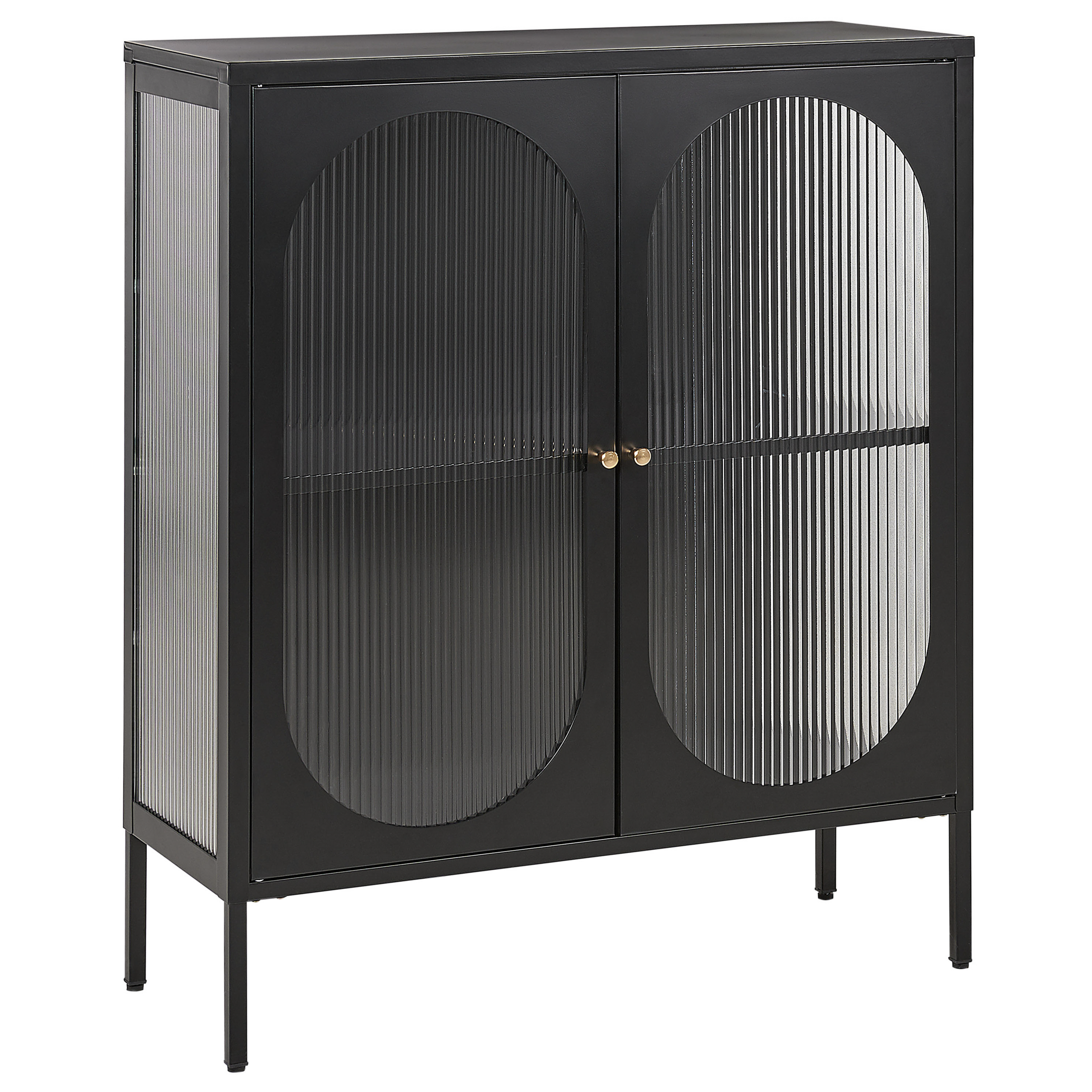 Glas vitrine skænk SARRE 90 cm Metal Sort