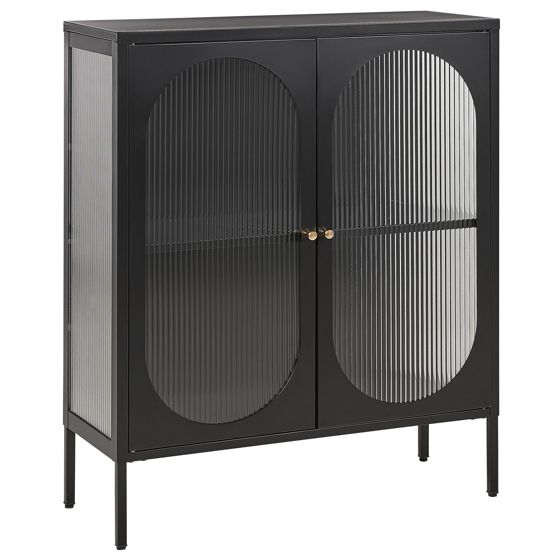 Glas vitrine skænk SARRE 90 cm Metal Sort