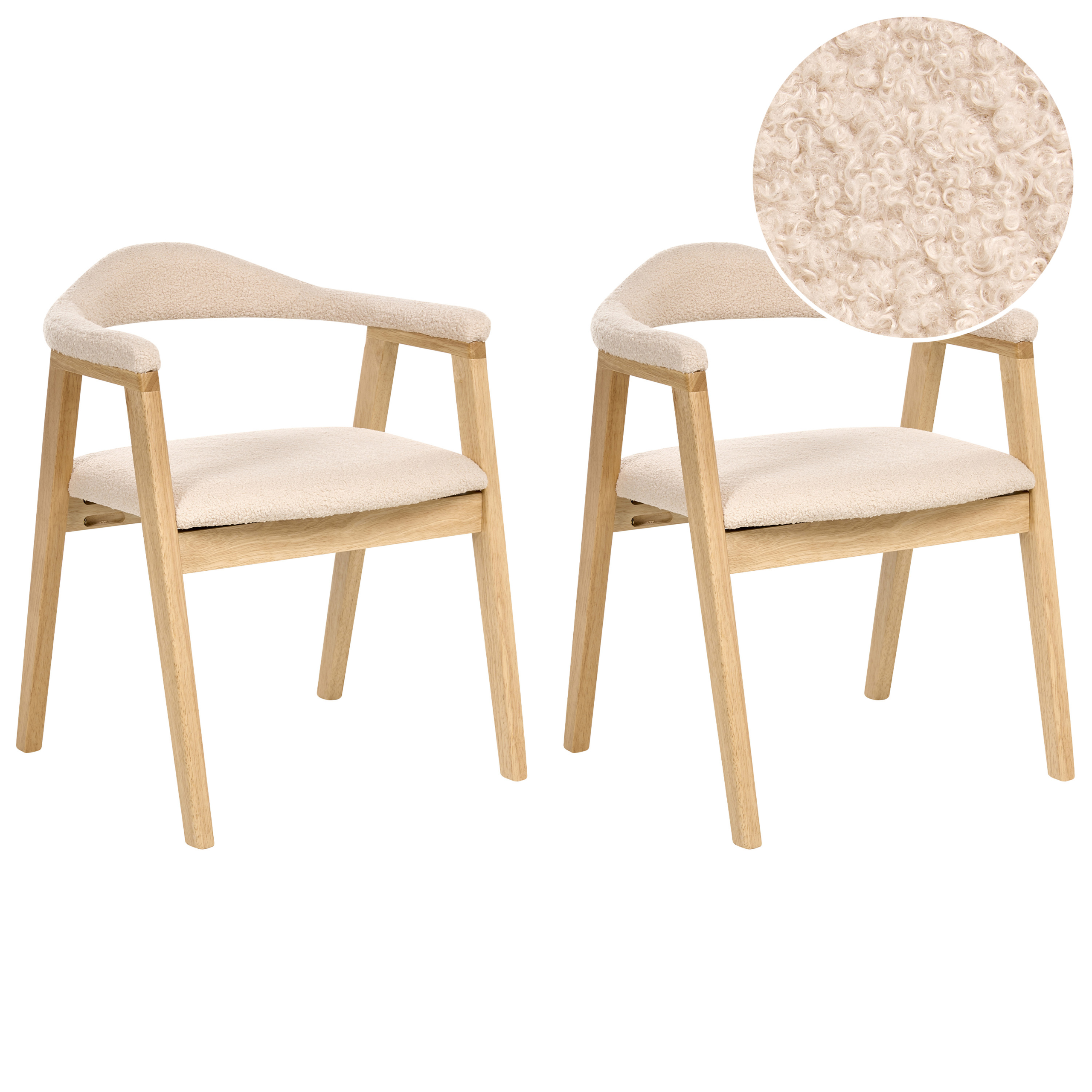 Sæt med 2 spisebordsstole ONECO Træ Lysebrun/lys beige
