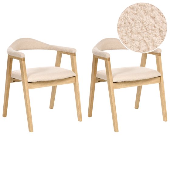 Sæt med 2 spisebordsstole ONECO Træ Lysebrun/lys beige