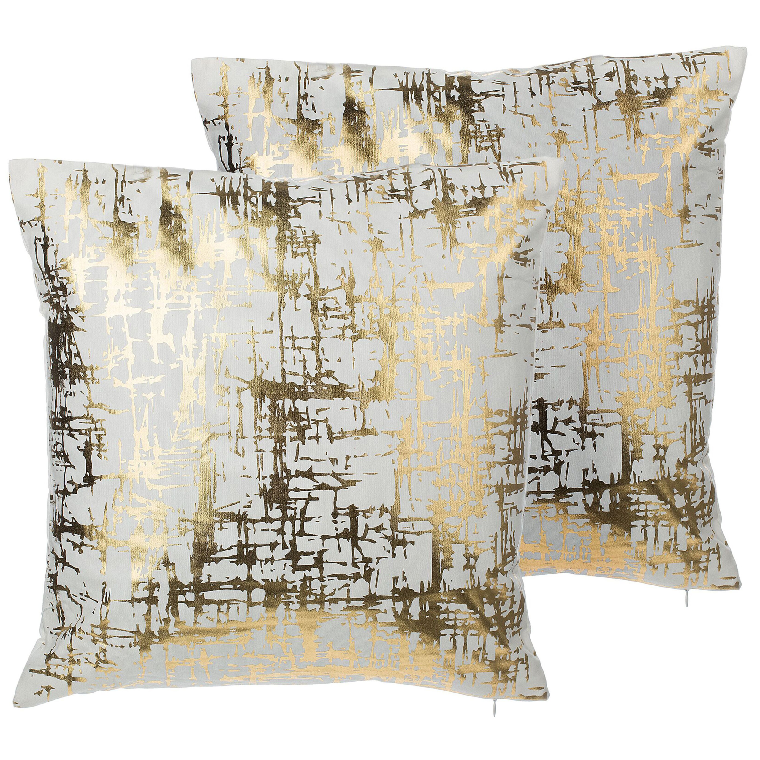 Sæt af 2 pyntepuder GARDENIA 45 x 45 cm Bomuld Guld Abstraktmønster