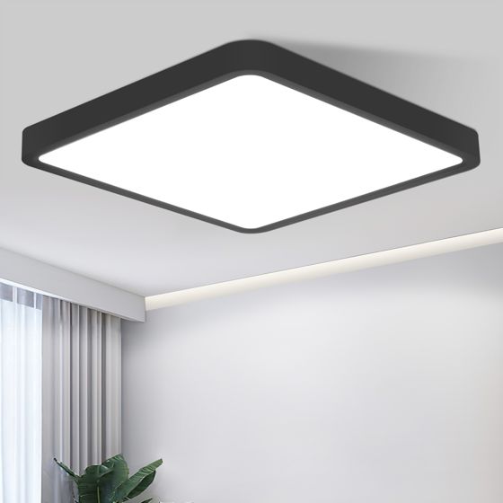 NETTLIFE flad, LED loftslampe, 23 cm, 6500K, 18 W, firkantet, soveværelse, sort, integreret LED, permanent