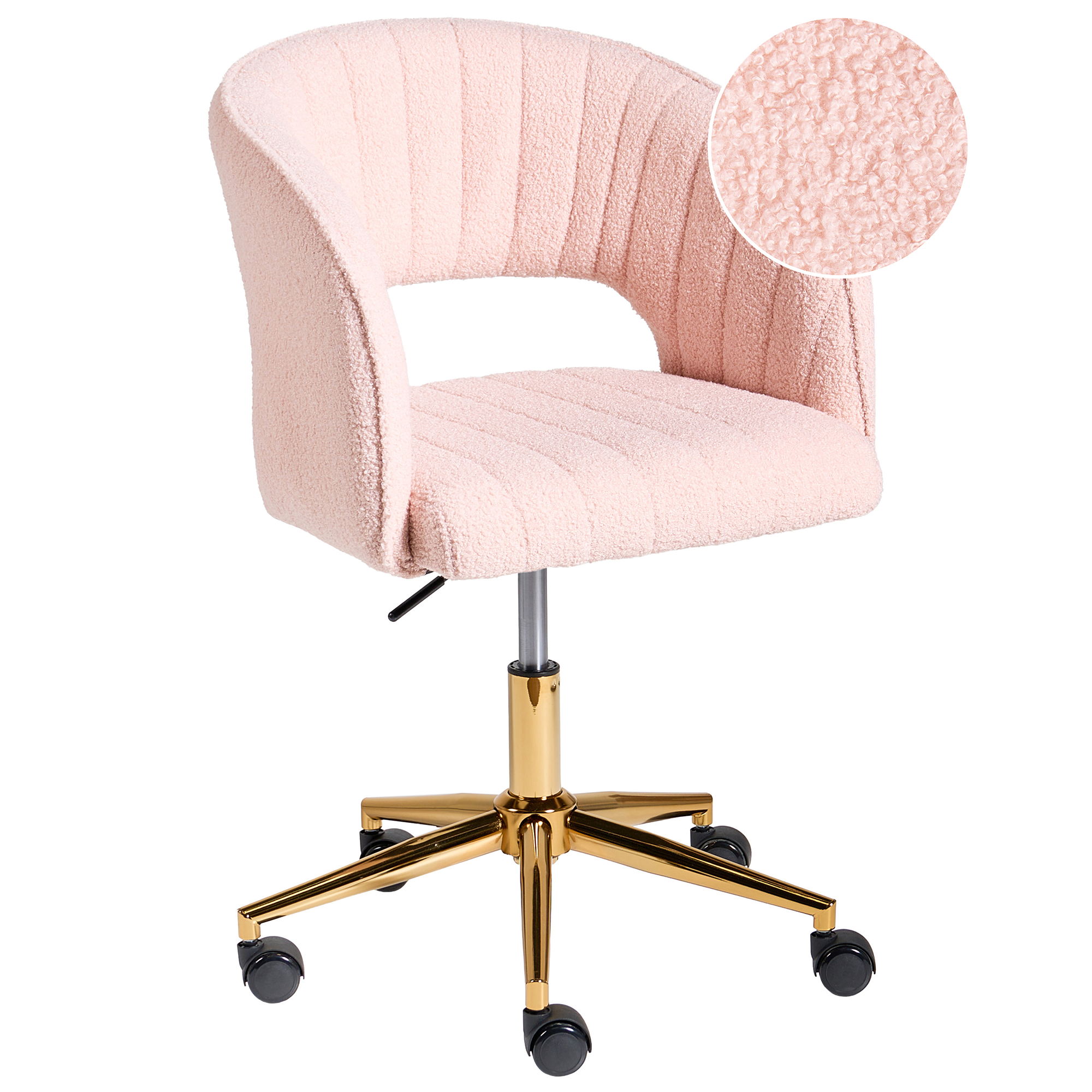 Skrivebordsstol KATONAH Boucle Pastellrosa