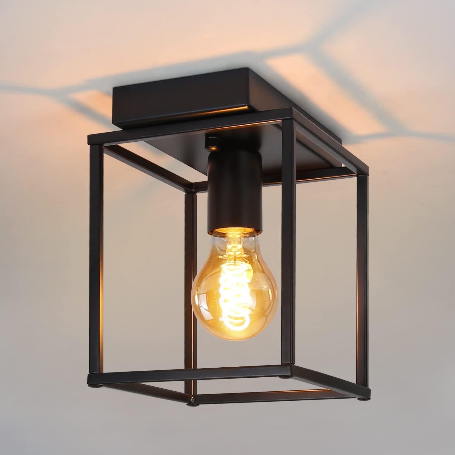 NETTLIFE Retro LED - loftslampe, sort industriel Lampe til soveværelse, stue vintage - metallampe, entré Køkken