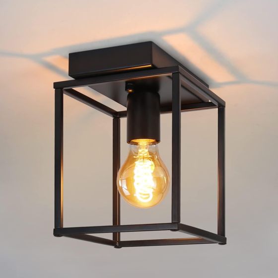 NETTLIFE Retro LED - loftslampe, sort industriel Lampe til soveværelse, stue vintage - metallampe, entré Køkken