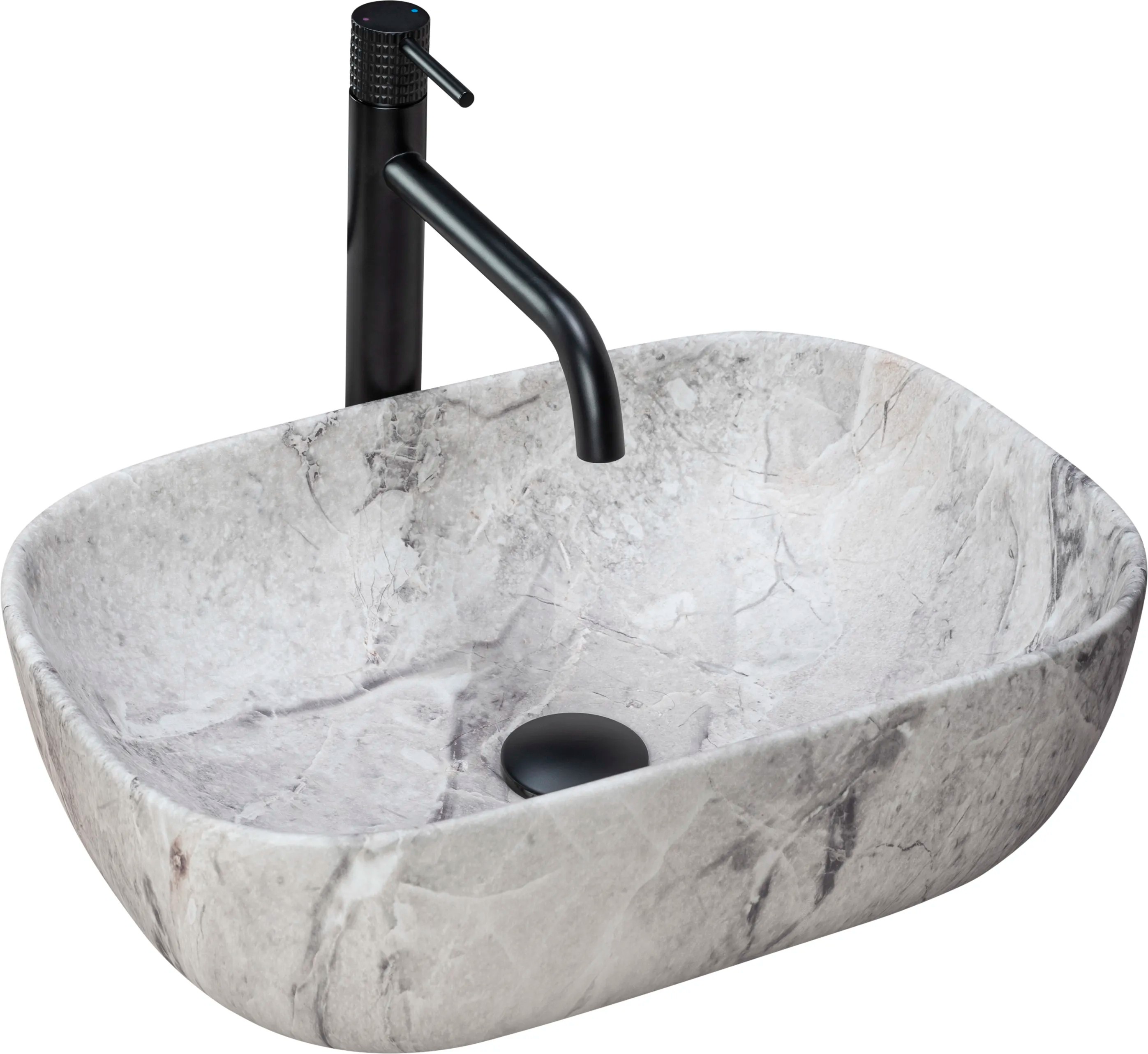 REA bordmonteret håndvask LIVIA STONE Beige, 46,5x33,5x13,5cm