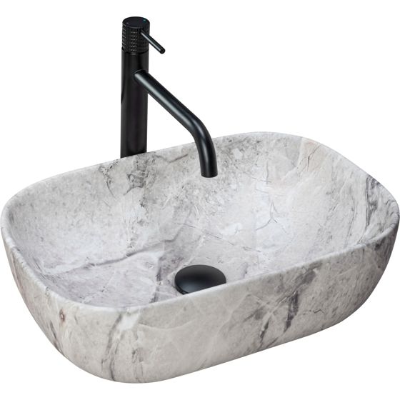 REA bordmonteret håndvask LIVIA STONE Beige, 46,5x33,5x13,5cm