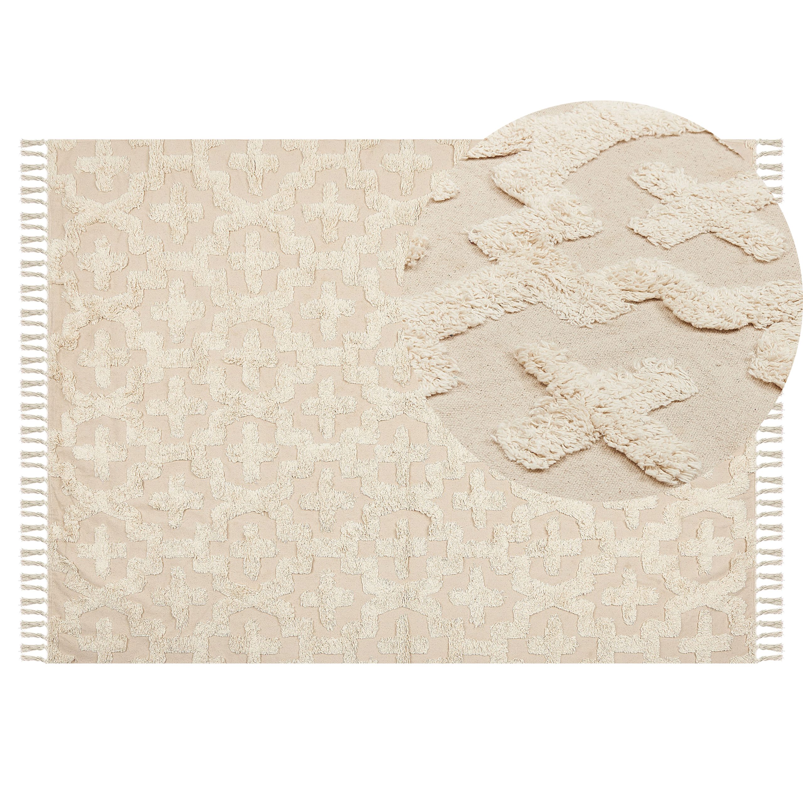 Gulvtæppe ITANAGAR Beige 140 x 200 cm Bomuld